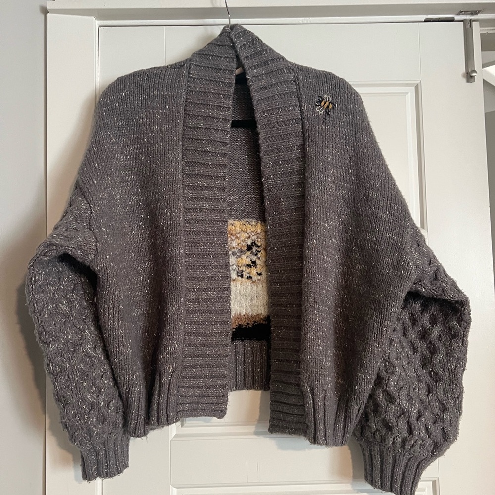 Anthropologie Pilcro Bear Cardigan Sweater Free People 1X Large Knit - Picture 3 of 5